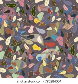 Autumn colored seamless pattern with leaves for texture or background.