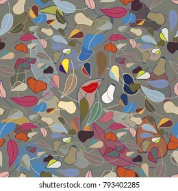 Autumn colored seamless pattern with leaves for texture or background.