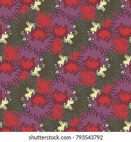 Autumn colored seamless pattern with leaves for texture or background.
