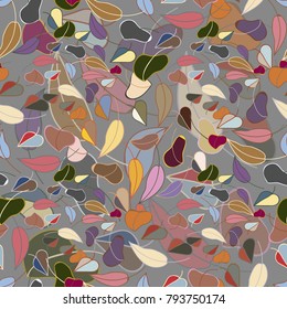 Autumn colored seamless pattern with leaves for texture or background.