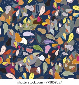 Autumn colored seamless pattern with leaves for texture or background.