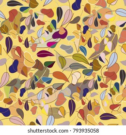 Autumn colored seamless pattern with leaves for texture or background.