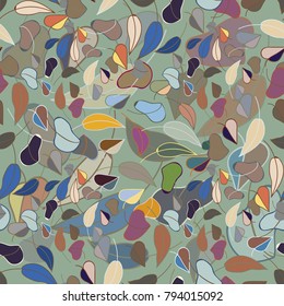 Autumn colored seamless pattern with leaves for texture or background.