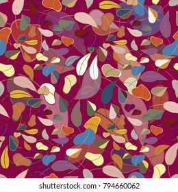 Autumn colored seamless pattern with leaves for texture or background.