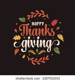 Autumn colored Thanksgiving holiday message, greeting, vector, autumn leaves, berries