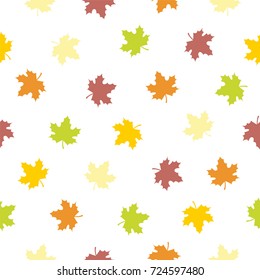 Autumn colorful background. Fallen vector maple  leaves seamless pattern