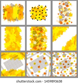 Autumn. Colorful backgrounds set . Vector illustration