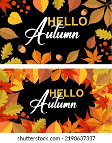Autumn colorful banners with leaves. Vector background design.