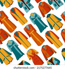 Autumn colorful clothes and shoes vector pattern