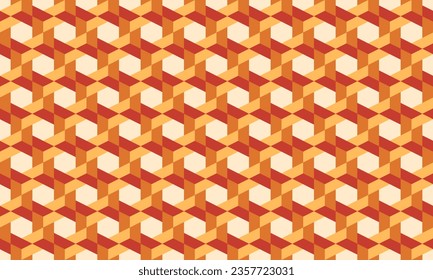 Autumn colorful hexagon made from the trapezium geometric seamless pattern. Vector Repeating Textures.