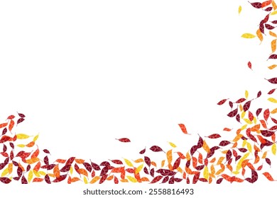 Autumn colorful mix tree leaves vector design. Carmine orange amber shades dry autumn leaves bright botanical background. Creative tree foliage natural illustration.