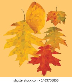 Autumn colorful polygon vector leafs