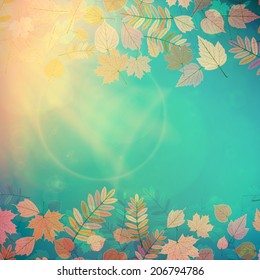 Autumn Colorful red and yellow leaves falling abstract. EPS10