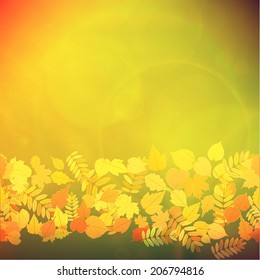 Autumn Colorful red and yellow leaves falling abstract. EPS10