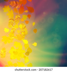 Autumn Colorful red and yellow leaves falling abstract. EPS10
