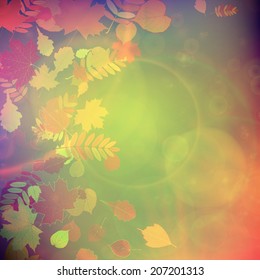 Autumn Colorful red and yellow leaves falling abstract. EPS10