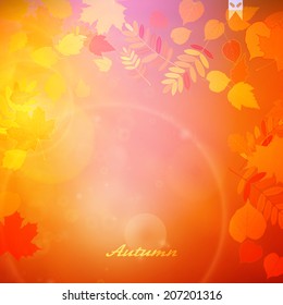 Autumn Colorful red and yellow leaves falling abstract. EPS10