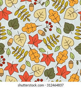 Autumn colorful seamless pattern with leaves.Vector illustration. Background for your design.