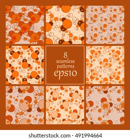 Autumn colorful vector seamless patterns set. Elements for your design. Eps10