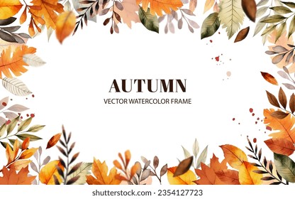 Autumn Background Watercolor Painting Maple Leaves In Red And Yellow  Painted Fall Leaves And Floral Botanical Design Elements On Border Texture  Wedding Invites Or Website Header Abstract Art Stock Photo - Download