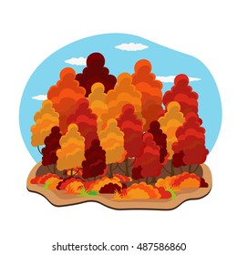 Autumn colorfull trees. Vector illustration. Hello autumn