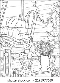 Autumn coloring pages for adults