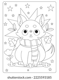 Autumn Coloring Pages for kids. Fall black and white art for KDP. Thanksgiving coloring page art. Book page for adult.