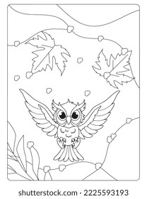 Autumn Coloring Pages for kids. Fall black and white art for KDP. Thanksgiving coloring page art. Book page for adult.