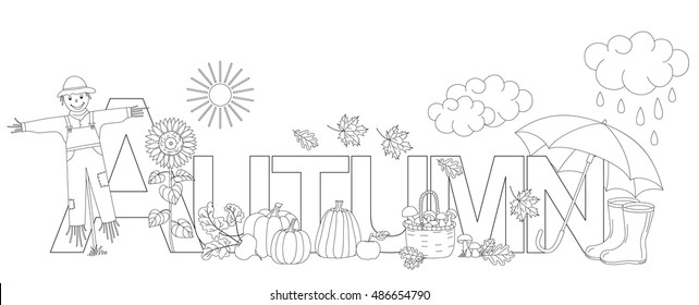 Autumn coloring. Vector illustration.