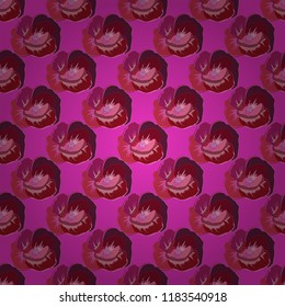 Autumn colors. Abstract seamless vector pattern with hand drawn floral elements. Silk scarf with poppy flowers in purple, red and magenta colors. Retro textile design collection. 1950s-1960s motifs.