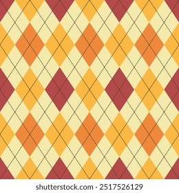 Colores de otoño Argyle Patrón sin fisuras, Acción de Gracias o fondo de Vector de Halloween