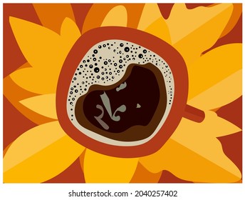 autumn colors coffee and leaves vector graphics art illustration