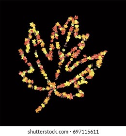 Autumn colors confetti background with scattered maple leaves. Vector illustration for print, textile, paper