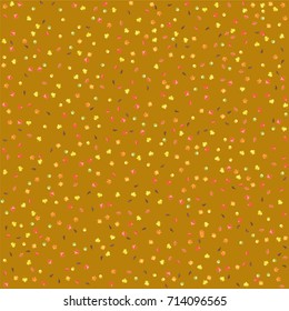 Autumn colors confetti background with scattered maple leaves. Vector illustration for print, textile, paper