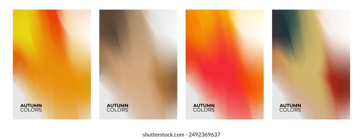 Autumn colors. Defocused bright colored abstract backgrounds. Blurred vibrant color gradients for Fall season creative graphic design. Vector illustration.
