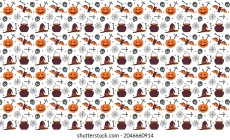 Autumn colors hallowen vector pattern 