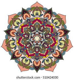 Autumn colors mandala with botanical elements. Vector illustration eps 8