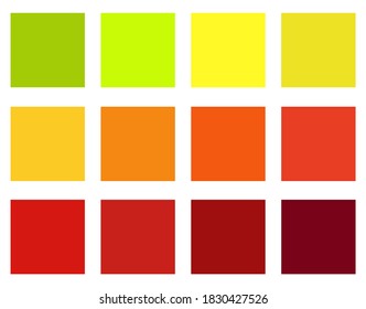 Autumn colour guide. Autumnal swatch color tone palette. Seasonal scheme of colouring inspiration. Multicolored guidance of vector chart with fall colors. colors spectrum for october illustration.