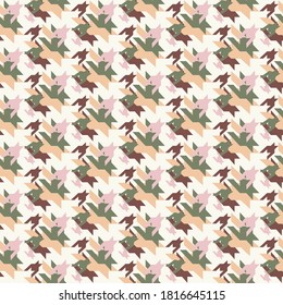 Autumn colours. Hounds tooth pattern in pink and green.