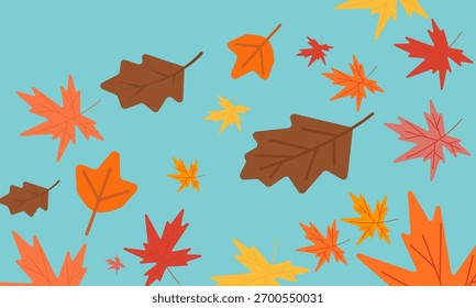 autumn comes leaves fall flat background design.vector illustration 