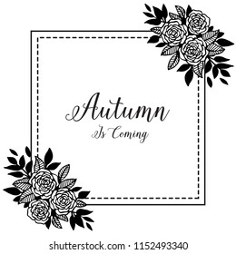 Autumn is coming card with floral hand draw vector illustration