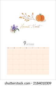 autumn is coming September calendar