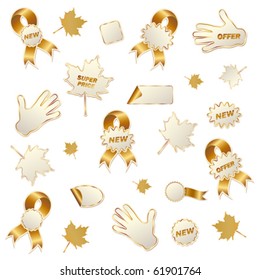 autumn commercial labels isolated on white, vector illustration