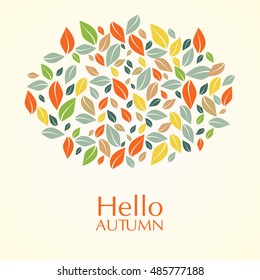 Autumn composition of different color leaves background with space for text