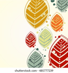 Autumn composition of different color leaves background with space for text