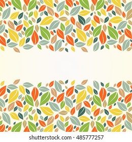 Autumn composition of different color leaves background with space for text