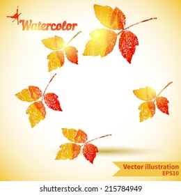 Autumn composition with yellow and red leaves on a colored background for your ideas