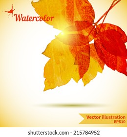 Autumn composition with yellow and red leaves on a colored background for your ideas