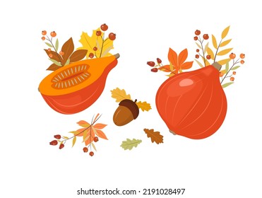 Autumn compositions. Flat style. Vector illustration 