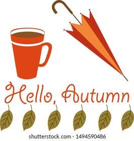   autumn compositions
mug and umbrella Vector graphics